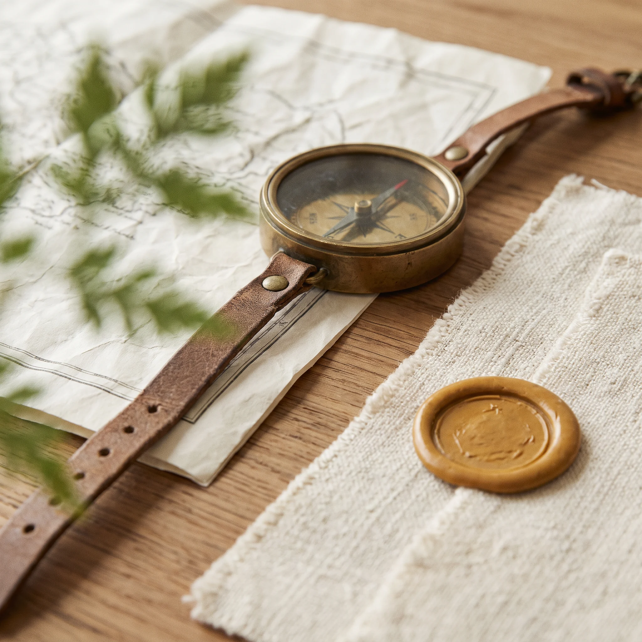 Compass on textured cloth